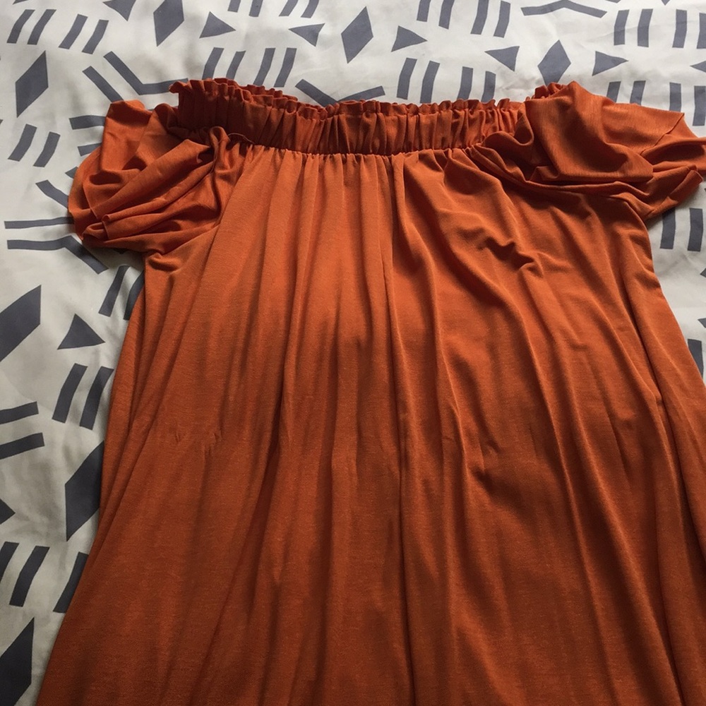 Orange Zara Off the Shoulder Maxi Dress